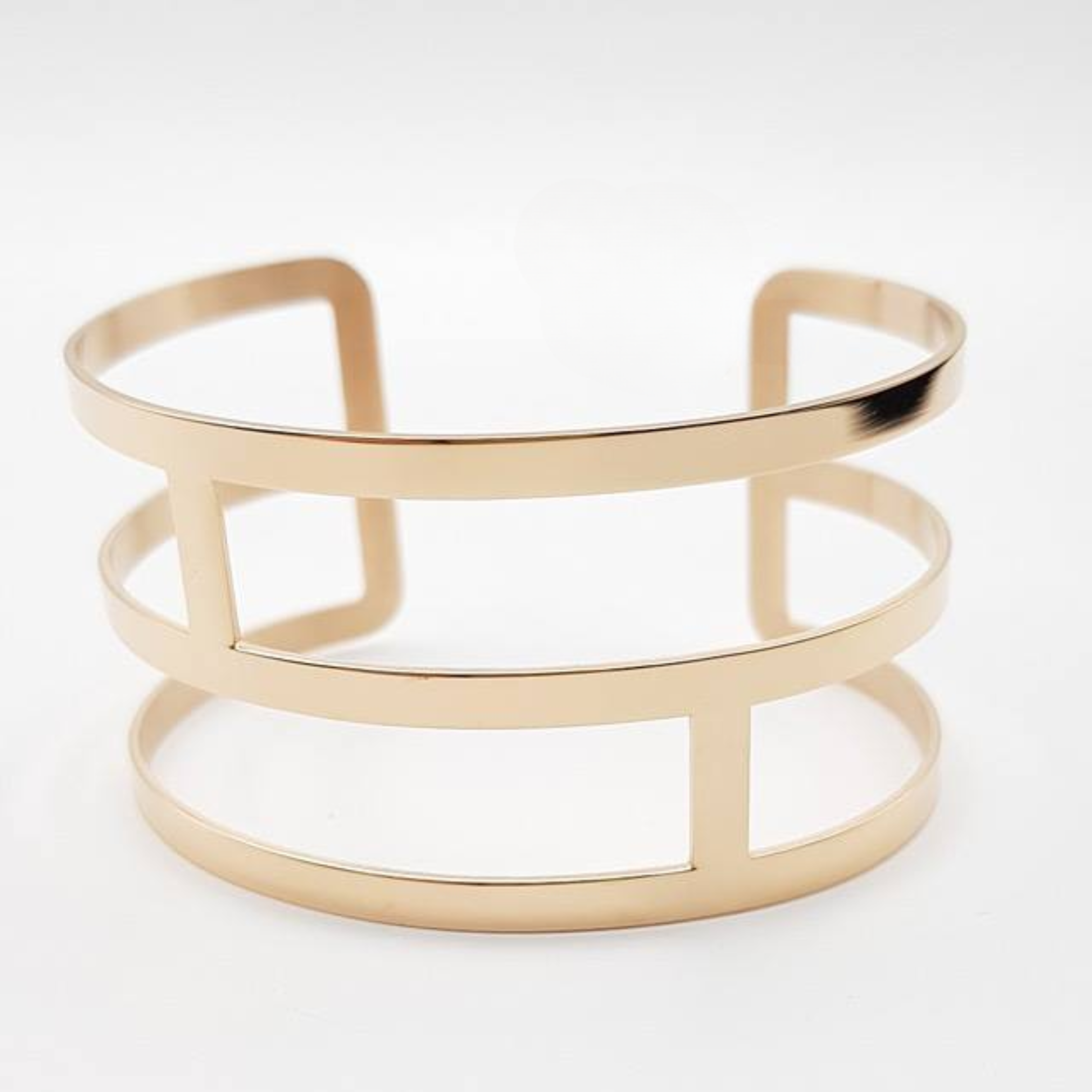 Gold-plated stainless steel geometric cuff bracelet