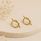 Boucles d’Oreilles Nœud Moderne en Acier Inoxydable Doré