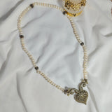 Collier Djewher Perles & Pendentif Cœur Ottoman Couronné