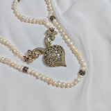 Collier Djewher Perles & Pendentif Cœur Ottoman Couronné