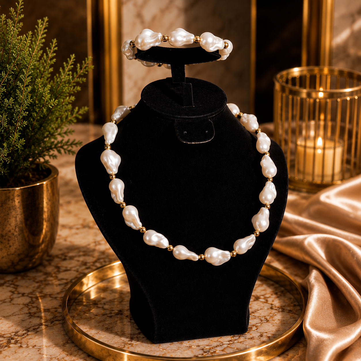 Collier Perles Baroques & Or