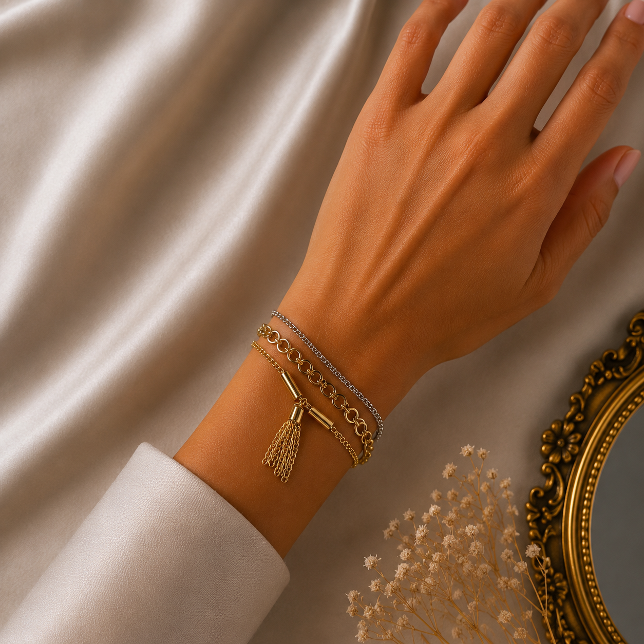 ✨ Elegant Gold Tassel Multi-Chain Bracelet