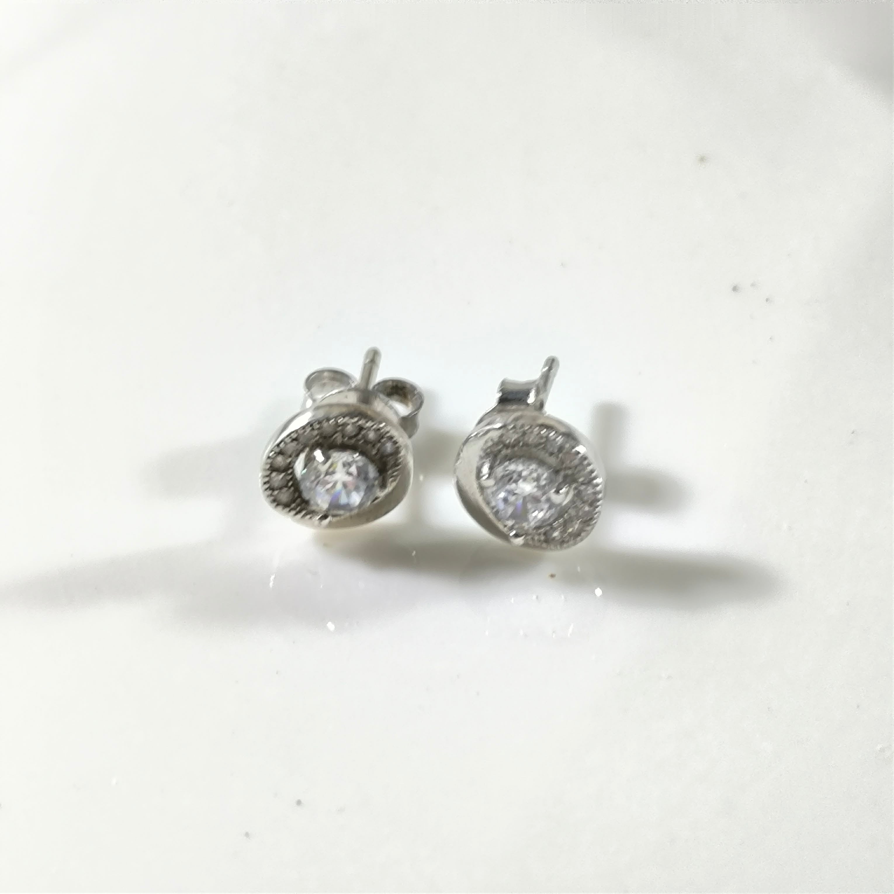 Timeless Elegance Silver Zircon Halo Earrings