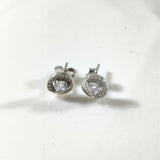 Timeless Elegance Silver Zircon Halo Earrings