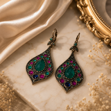 Boucles d'Oreilles Vintage Émeraude & Rubis – Élégance Orientale 💚❤️