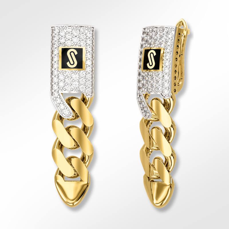 Boucles d’Oreilles Chaîne Dorée – Acier Inoxydable & Strass