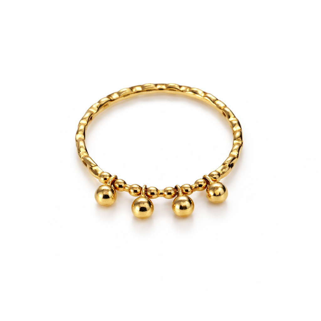 Elegant Hanging Pearl Ring – Gold Plated CN – 10 Year Warranty