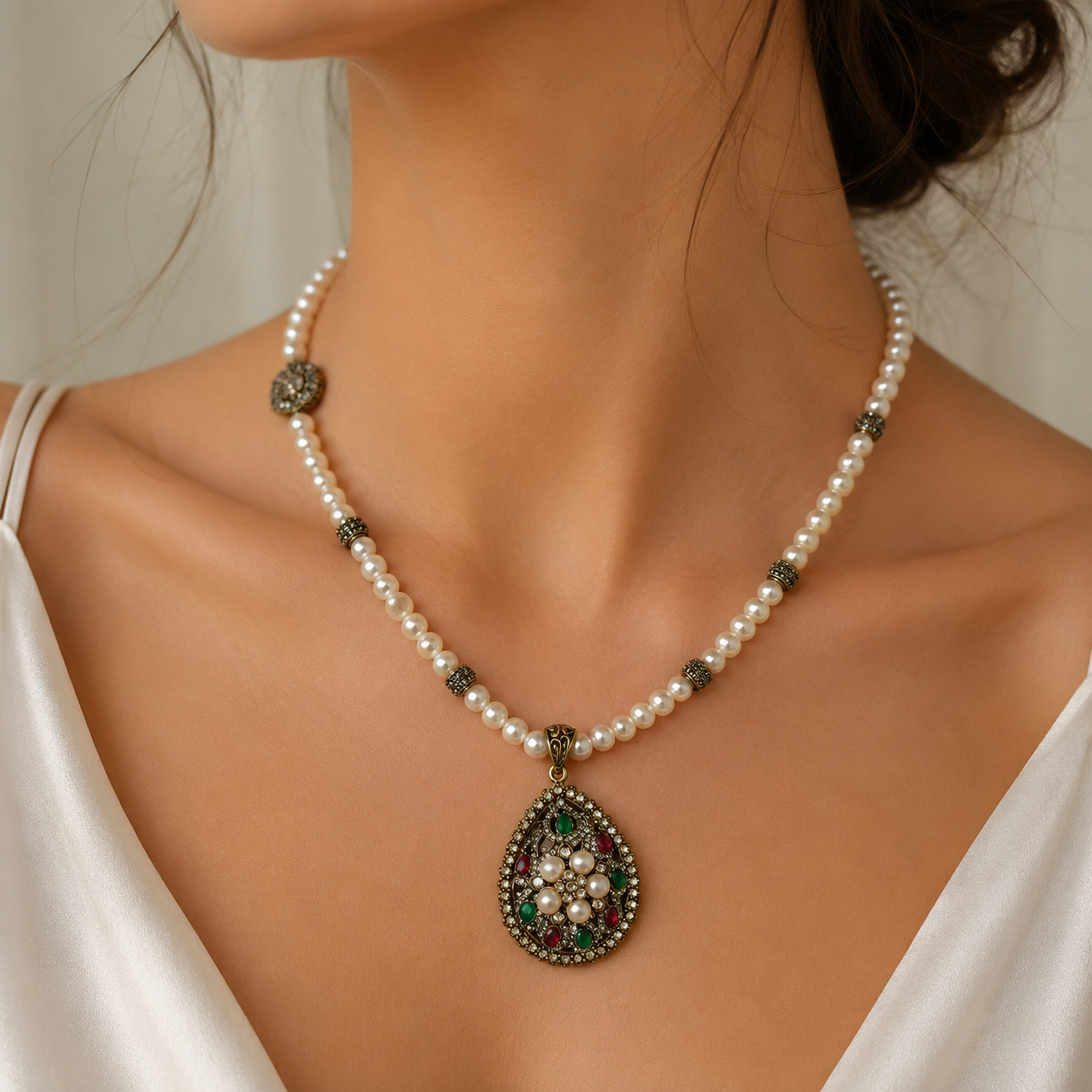 Collier Djawher – Perles, Antique & Pierres Précieuses