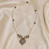 Collier Djewher Perles & Pendentif Cœur Ottoman Couronné