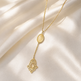 Collier Khamsa Pierre Nacre –Acier inoxydable&nbsp;