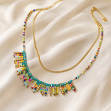 Colliers Perles Multicolores & Chaîne Dorée – Khamsa