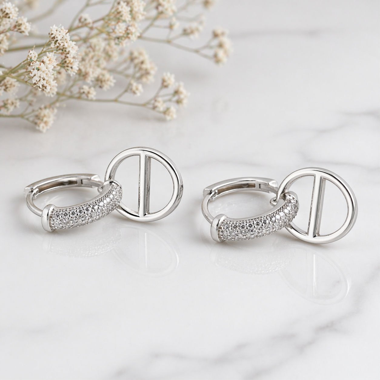 Silver Signature Circle Earrings – Chic Modern Zircon