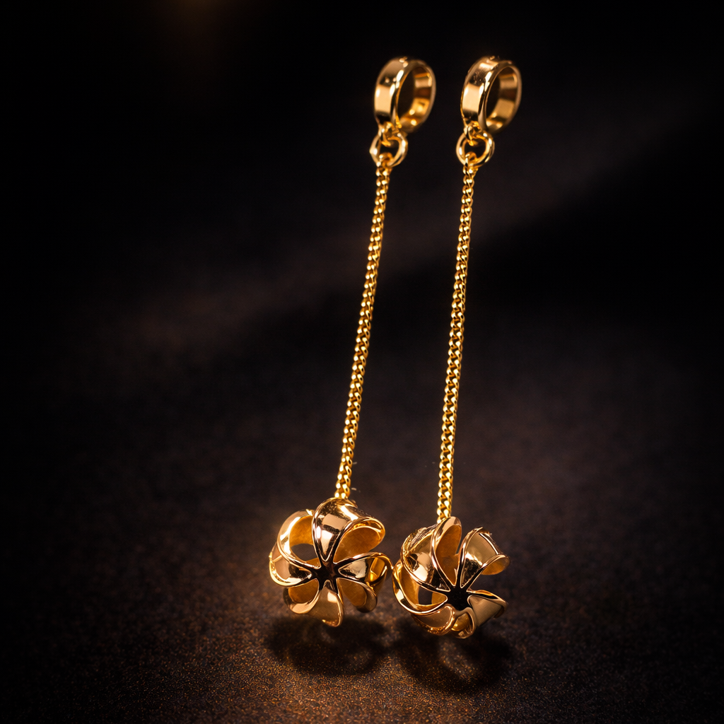 Golden Flower Dangle Earrings – Chic & Refined Elegance xuping