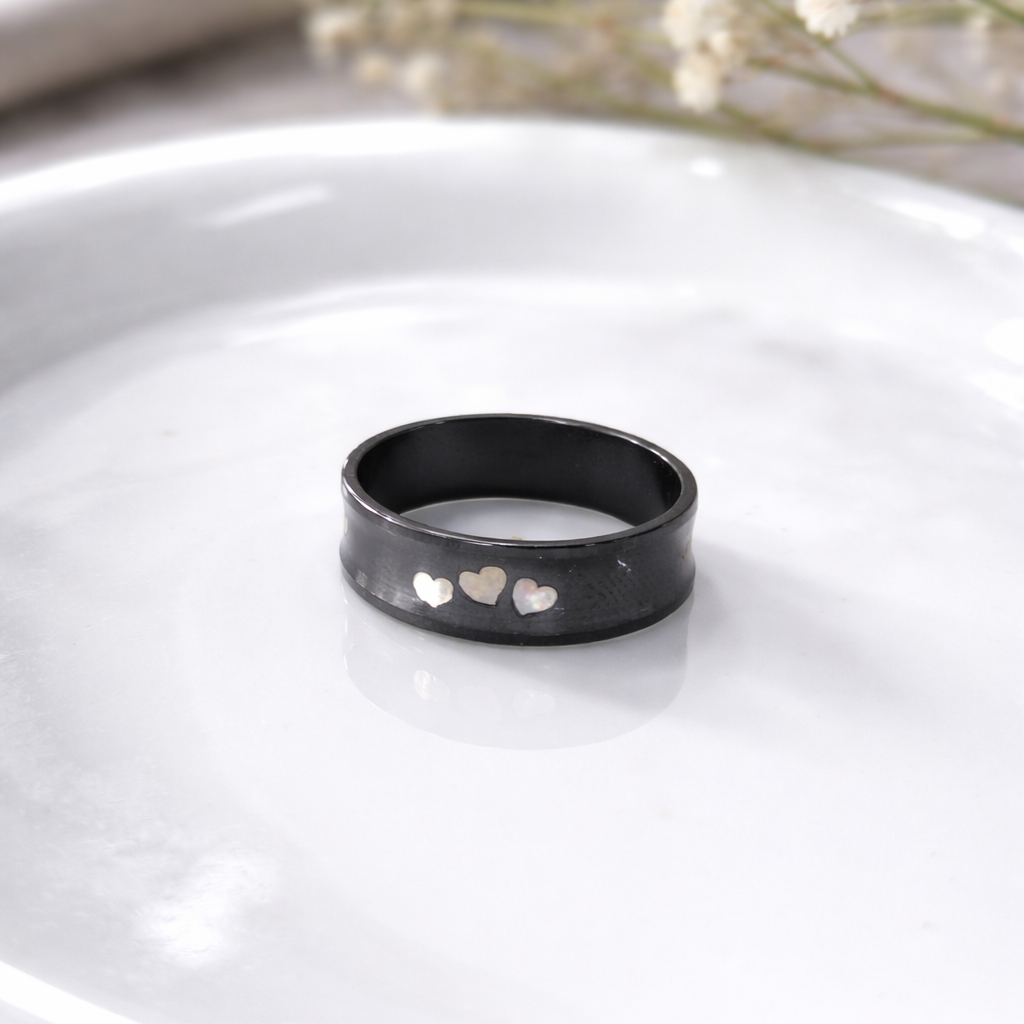 Love Elegance Ring – Premium Black Steel