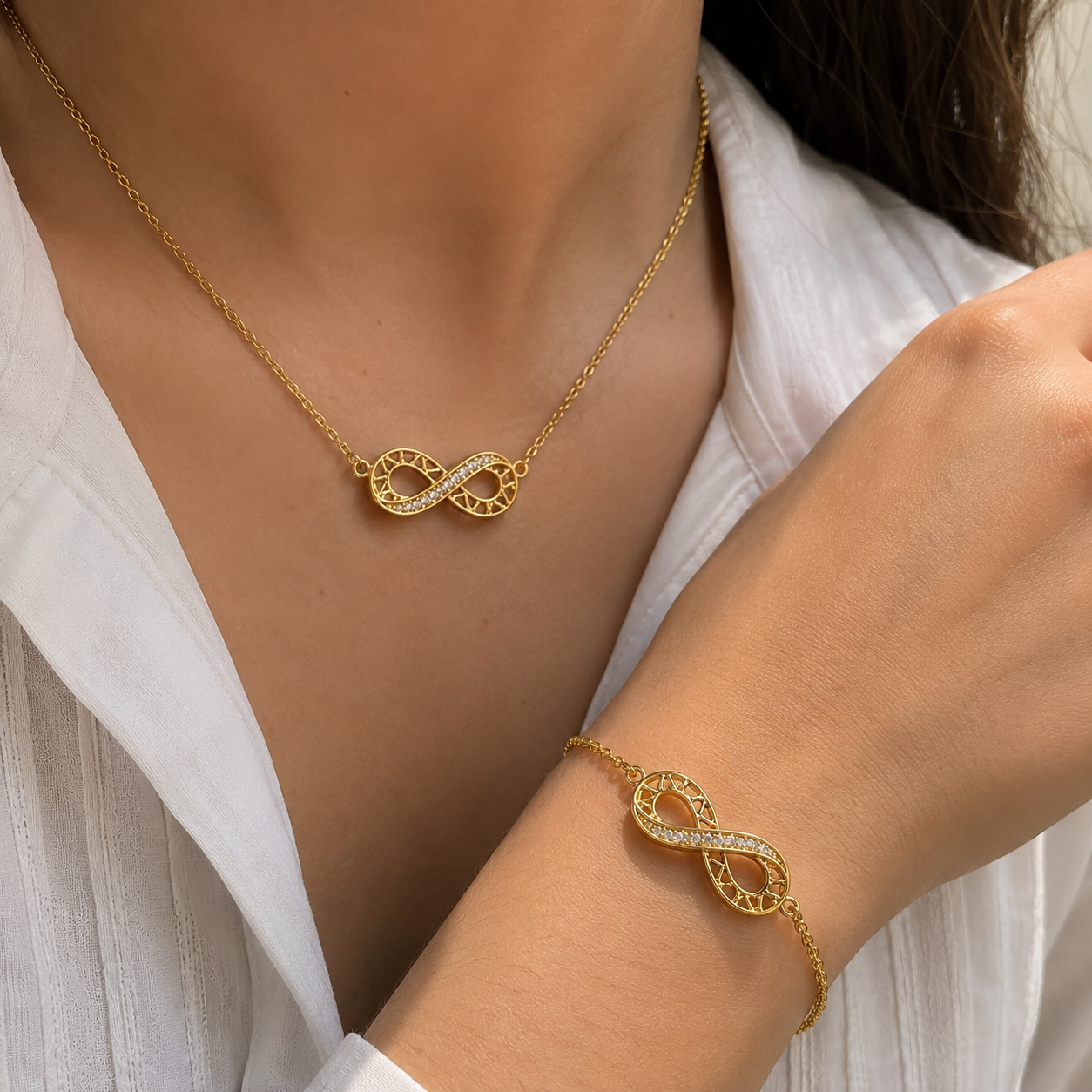 Ensemble Infini Plaqué Or – Collier & Bracelet Xuping