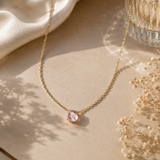 Collier Solitaire Quartz Rose Plaqué Or – CN Paris
