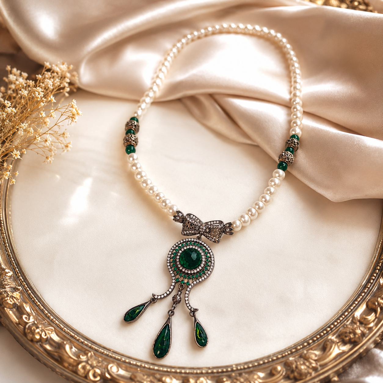Collier Perles Élégance Émeraude – Une touche de luxe intemporel 💚