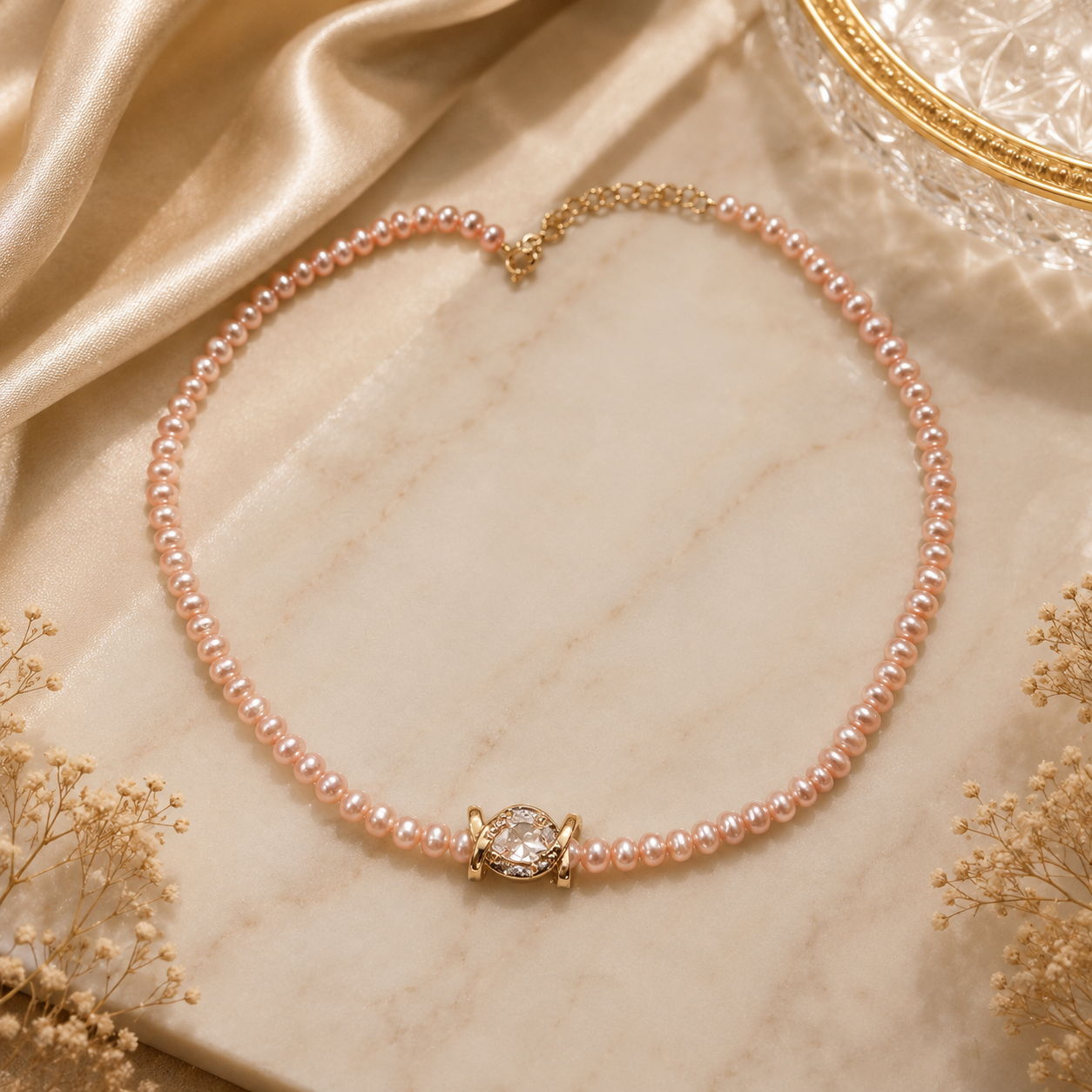 Collier de Perles Roses – Élégance Minimaliste 🌸