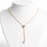 Elegant Gilded Crystal Heart & Pearl Necklace – Chic and Feminine Style