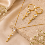Crystal Flower Stem Set – Necklace & Earrings