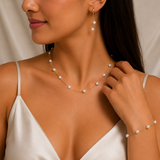Parure Perles Flottantes – Collier, Bracelet & Boucles d'Oreilles