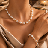Parure Perles Baroques & Or – Collier & Bracelet