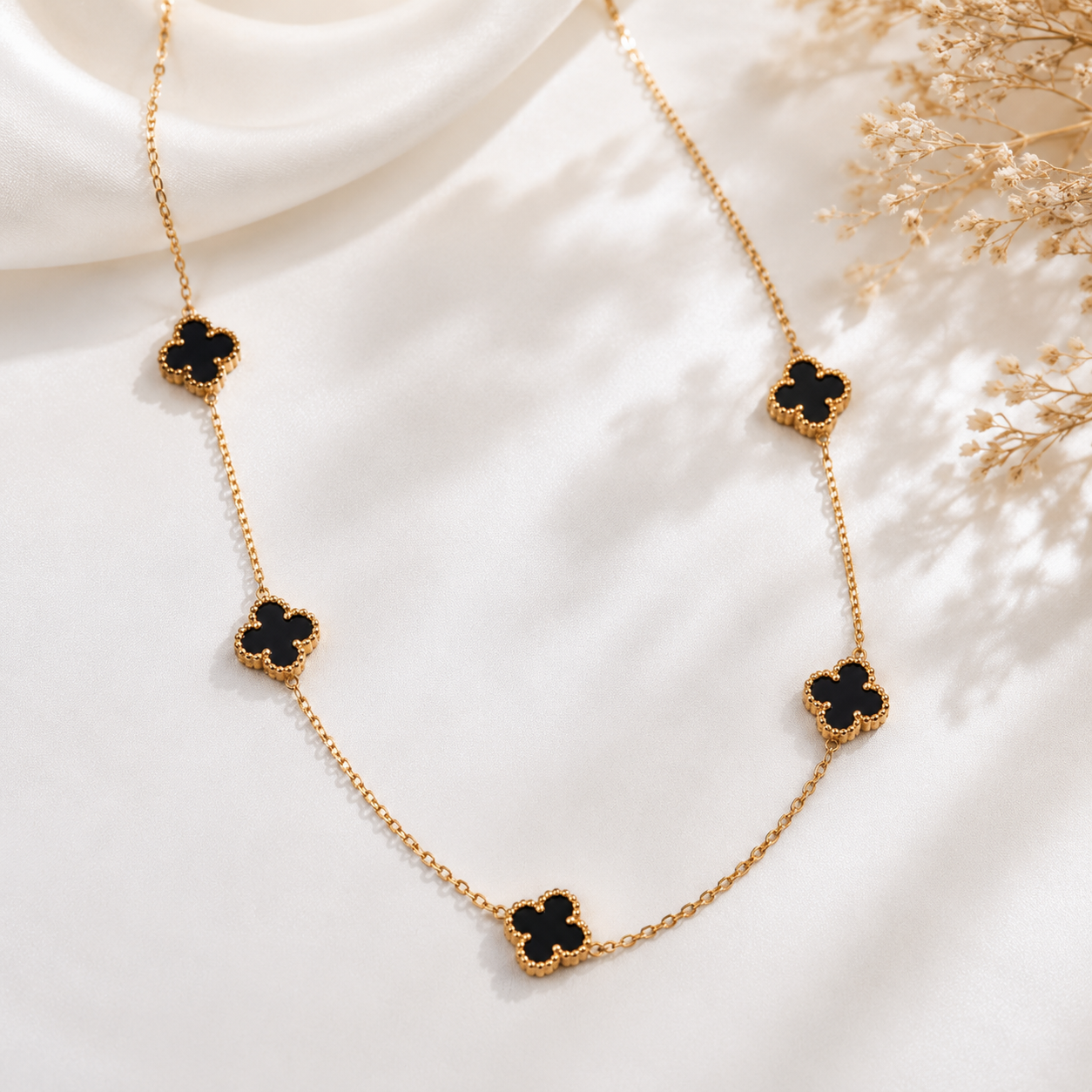 Black Clover Stainless Steel Necklace – Luxury & Elegance Style