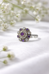 Bague Antiques Impériales en Argent & Bronze – Pierres de Couleur