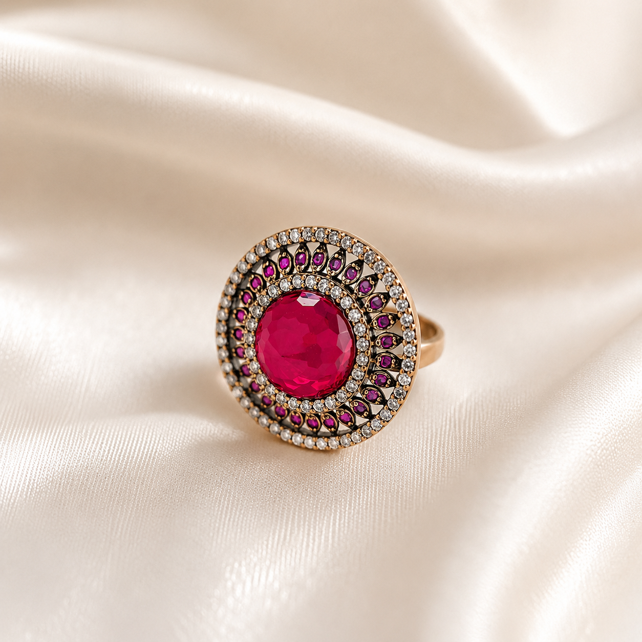 Bague Élégance en Bronze – Pierre & Zircons Scintillants
