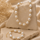 Parure Perles Baroques & Or – Collier + Bracelet