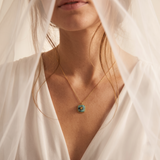 Collier en Acier Inoxydable avec Pendentif Bleu Turquoise et Abeille