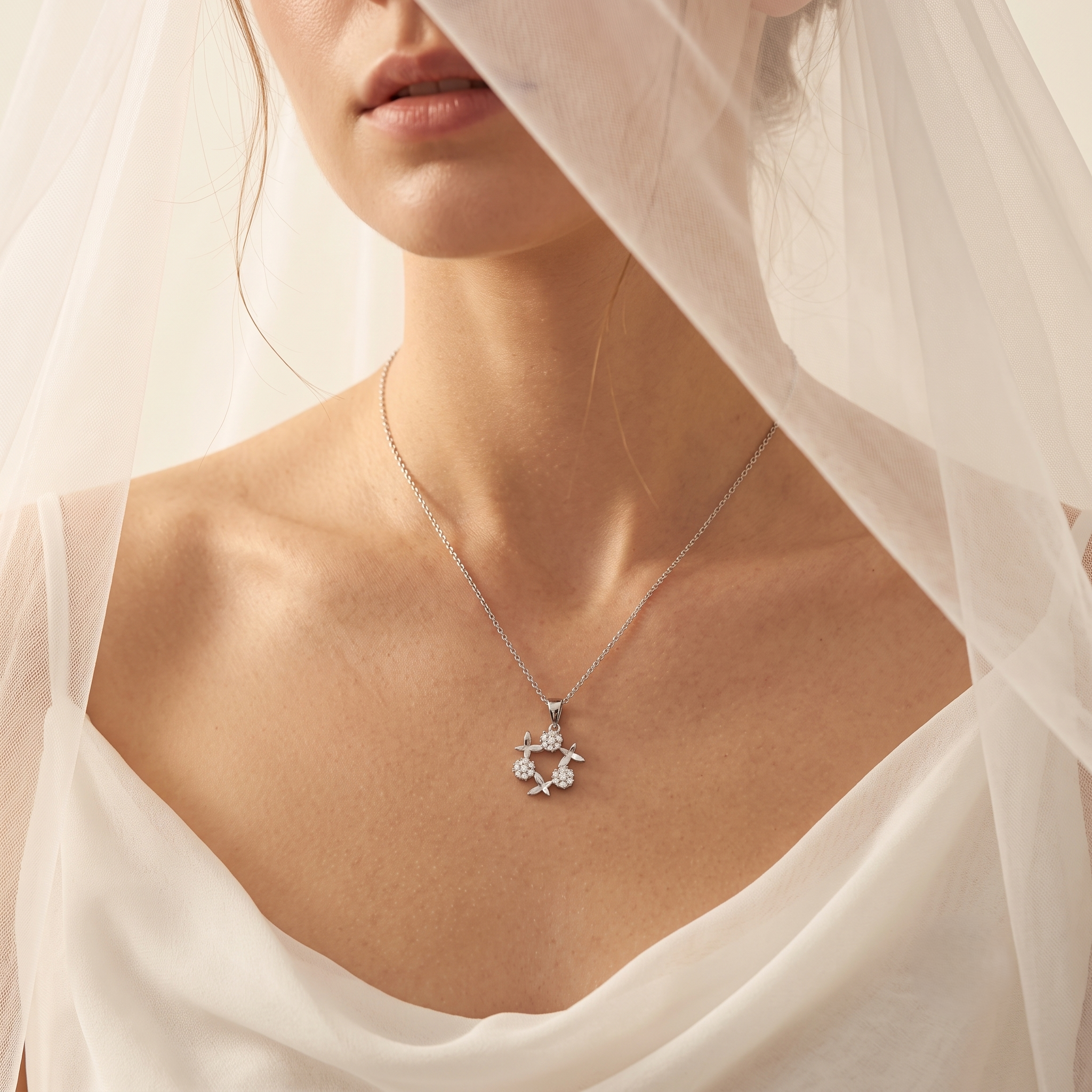 Collier Inès en argent 925 à pendentif floral