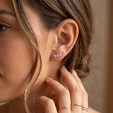 Boucles d’oreilles en argent 925 à trois ronds brillants