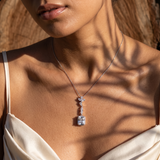 Collier en argent 925 à pendentif rectangulaire scintillant