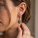 Boucles d’oreilles pendantes en bronze à motif ovale scintillant
