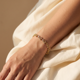 Bracelet en bronze à feuillage ajouré et détails brillants
