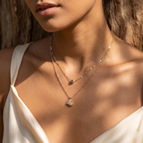 Collier deux rangs à rond brillant et cœur scintillant