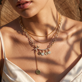 Collier Triple Rang Doré Libellule et Médailles