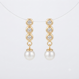 Boucles d'oreilles Acier Triple Cristal & Perle