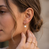 Boucles d’oreilles pendantes plaqué or à perle blanche – CN Paris