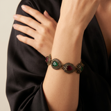 Bracelet en bronze à motifs goutte verts et bordeaux