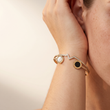 Bracelet Duo Contraste – médaillons noir et blanc acier