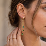 Boucles d’oreilles à chaînettes et gouttes vertes en acier inoxydable