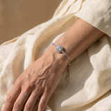 Bracelet Argenté Ajustable à Motif Rond Scintillant
