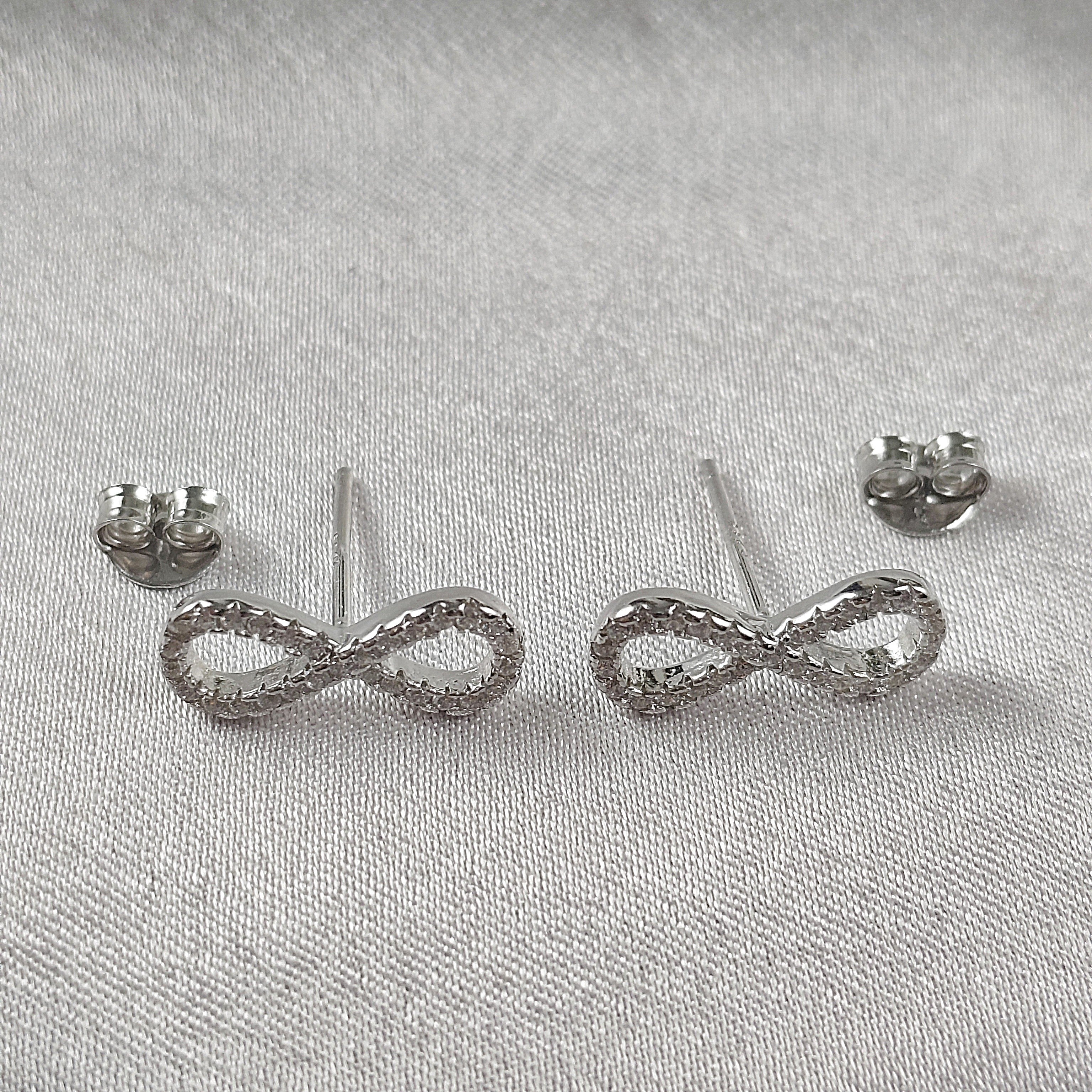 925 Sterling Silver Pave Infinity Hoop Earrings