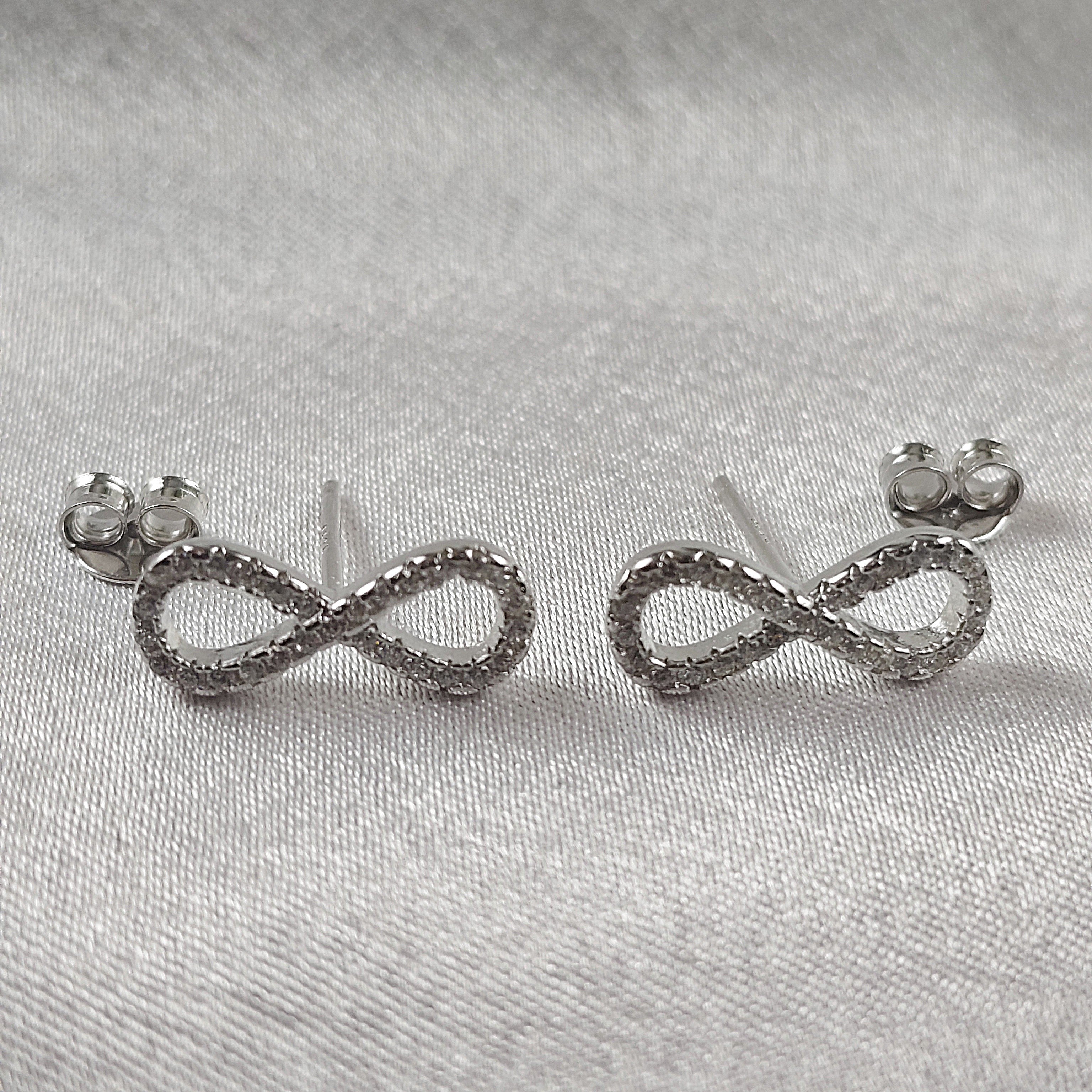 925 Sterling Silver Pave Infinity Hoop Earrings