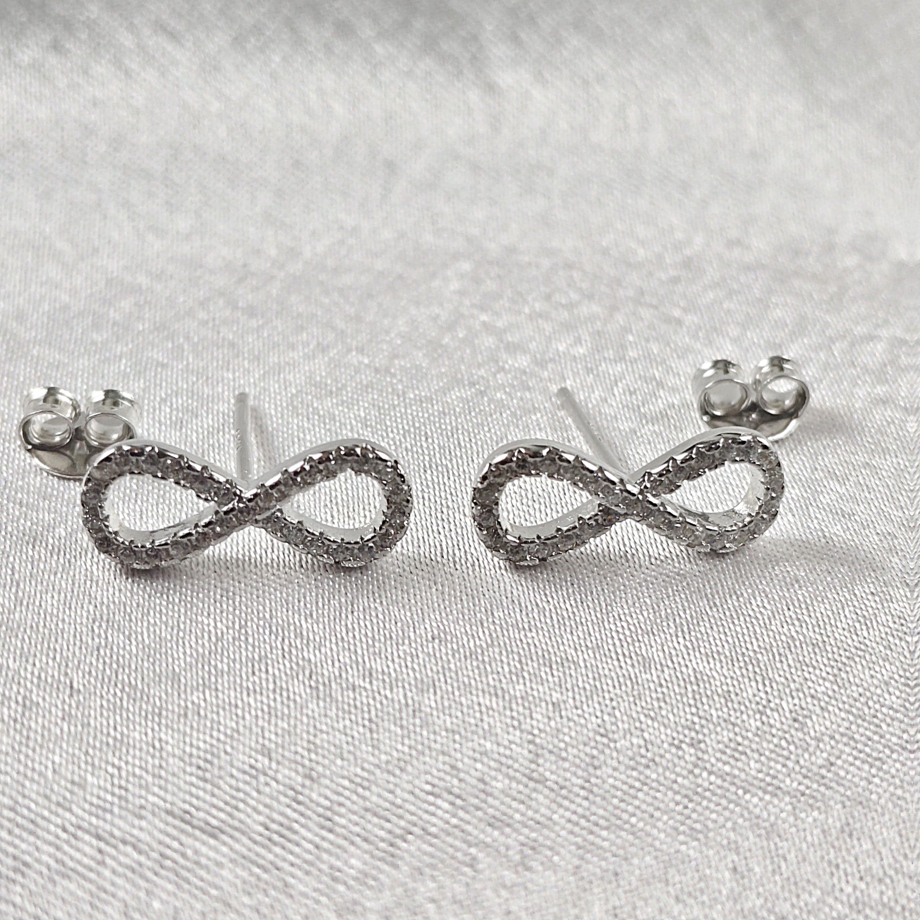925 Sterling Silver Pave Infinity Hoop Earrings