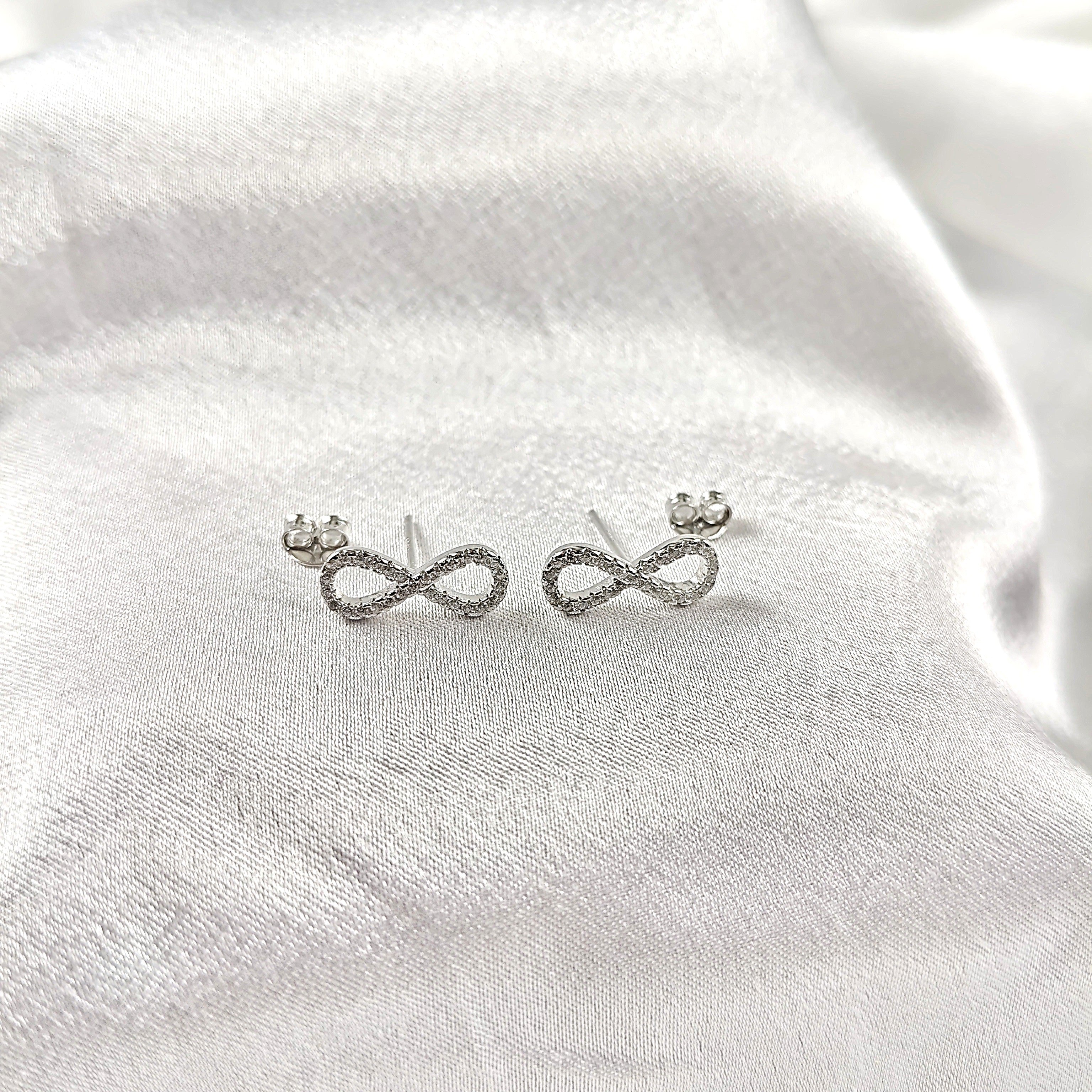 925 Sterling Silver Pave Infinity Hoop Earrings