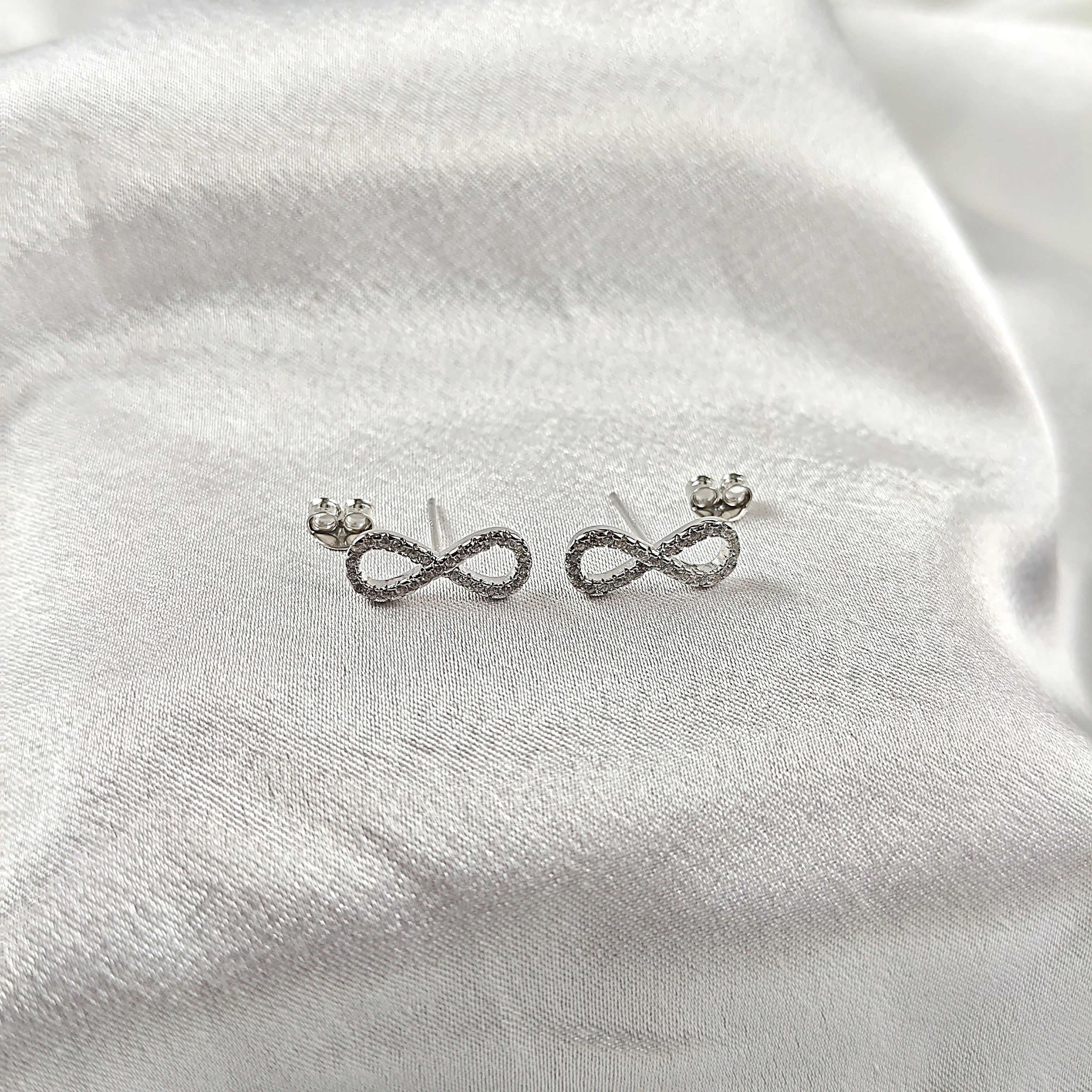 925 Sterling Silver Pave Infinity Hoop Earrings