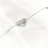 925 Sterling Silver Bracelet with Double Intertwined Heart